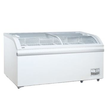 Smad 700L Curved Glass Door Supermarket Display Island Freezer