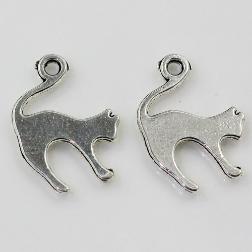 Antique Silver Color Alloy Cat Charms For Jewelry Making Crafting Fashion pendant