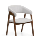 Modern Upholstered Solid Walnut Dining Armchair