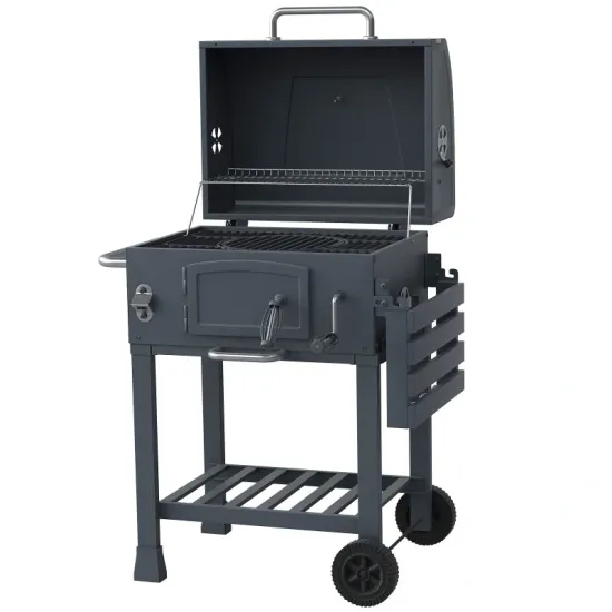 OEM Acceptable Classic Luxury Outdoor Barbecue Trolley BBQ Charcoal Grill with Foldable Side Shelf