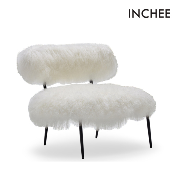 White Hairy SS or Iron Feet Cosy Armchairs