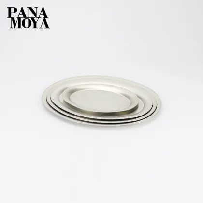Stainless Steel Oval Plates: Grilled Fish, Grilled Meat, Dessert, Cake, Fruit, Snack Plate