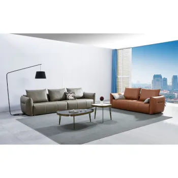 Shunde Luxury Modern Designs Wooden Frame Living Room Furniture Sets Stainless Steel Italian Leather Sofa Set