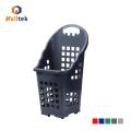 Retail Store Red Color Wheeled Shopping Basket