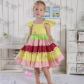 Cute Girls' Vintage  Rainbow Princess Cotton Linen Dress