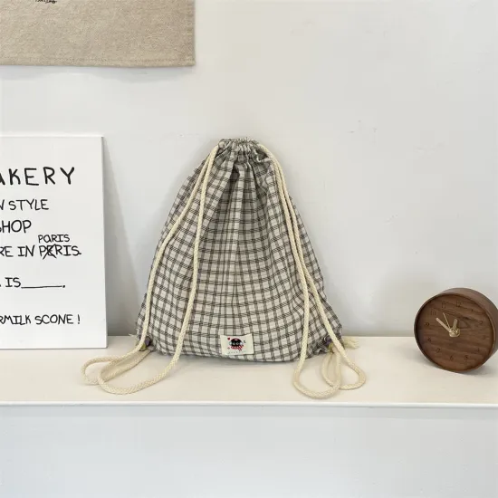 Small Durable Reusable Elegant White Canvas Drawstring Bag