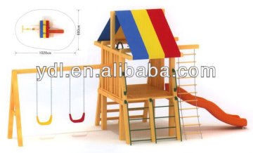 Kids Outdoor combination wooden slide and swing
