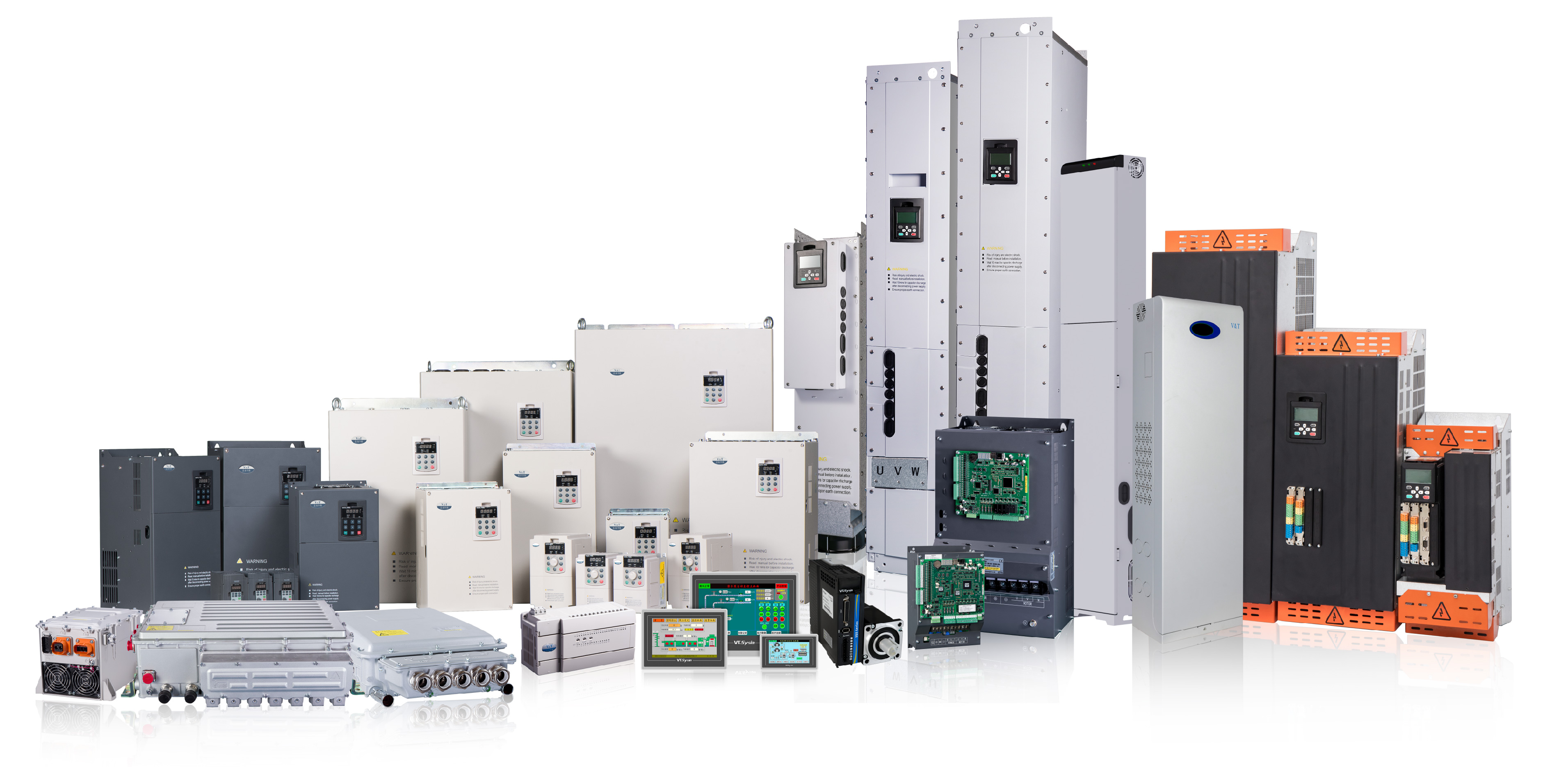 vfd, servo drive, HMI, PLC, motor controller