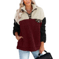 Oversized Contrast Color Button Sweatshirt