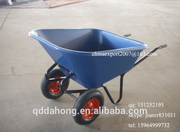 140L Double Wheels Heavy Duty Plastic Wheelbarrow for construction and Garden Use