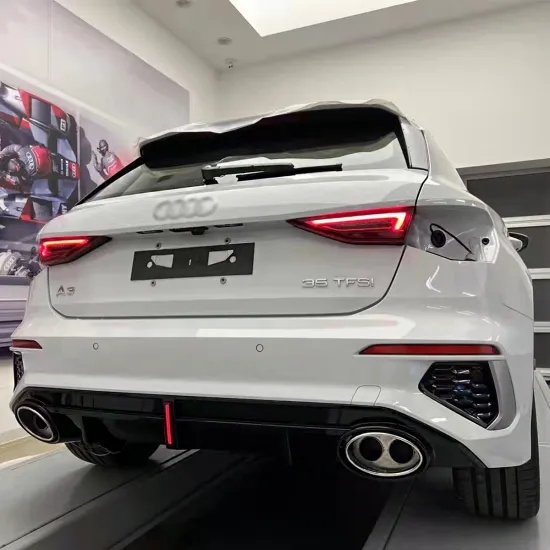 High Quality A3 to RS3 Rear Lip Spoiler with Exhaust Tips for Audi A3 2020-2022