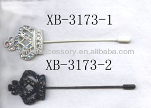 fashion metal crystal and acrylic rhinestones jewelry crown/tiara brooch tie pin