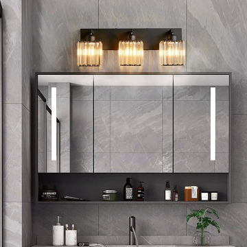American Simple Luxury Crystal Wall Lamp for Bathroom Vanity with Iron Vintage Mirror Front Light