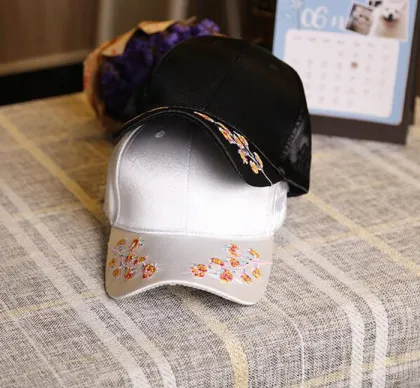 Embroidery Flower Cap Satin Embroidery Baseball Cap
