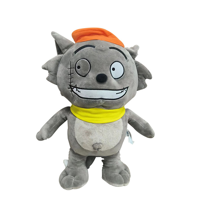 Animale di peluche grigio lupo