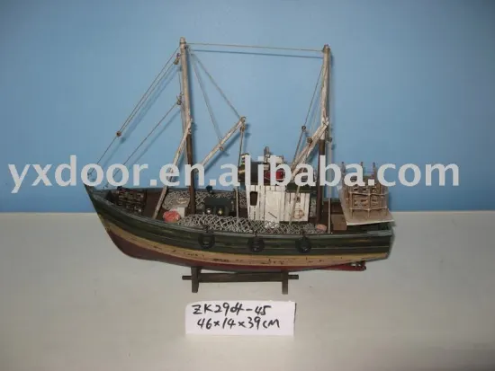 wooden fish boat model 45CM (2904-45)ship model