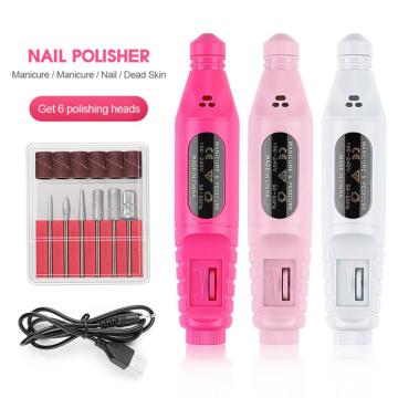 1Set Electric Nail Drill Machine Kit USB Charging Manicure Machine &Manicure Ceramic Nail Drill Bits Milling Cutter Nail Art Pen