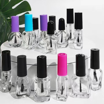 Clear Glass Nail Polish Bottle with Brush - 2ml to 12ml