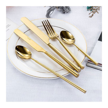 High Quality Korea Luxury Stainless Steel Golden/Silverware Flatware Set - 5 Piece Wedding Event Spoon Fork Knife Set
