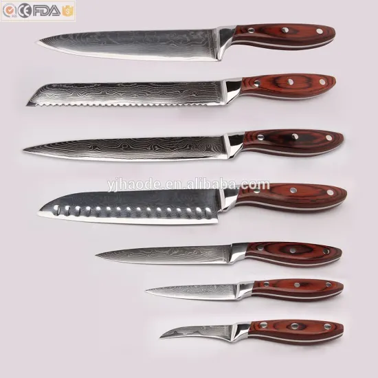 Top quality Japanese steel damascus kitchen knife with pakka wooden handle