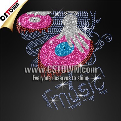 Super DJ motif rhinestone hotfix for garment free custom design