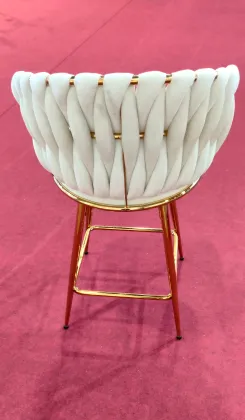 Modern Bar Chair in Velvet with Gold Design