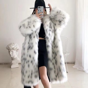 Λευκό fleece υψηλής ποιότητας μεσαίο μήκος μακρύ μανίκι casual χαλαρό γούνινο παλτό γούνας - συν μέγεθος γυναικεία faux fox γούνινο παλτό