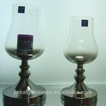 Silver sprayed glass candle holder