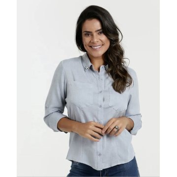 Elegante Damen Hemdtops Damen Bürobluse aus Baumwolle