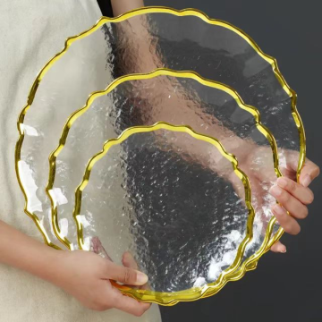 SNW Customized Luxury Lace Edge Colorful Glass Charger Plate