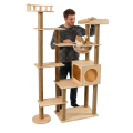 Luxury Eco-Friendly Cat Tree Tower Large Indoor Cat Scratcher Multi-Level Climbing House Modern Design Solid Wood Carton