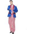 Men Blazer Suit Halloween Costume American Flag Color