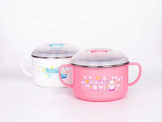 Children's stainless steel with handle baby food bowl