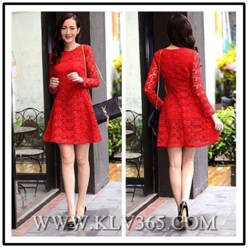 Fashion Design Women Red Celebrity Lace Dress Party Dress