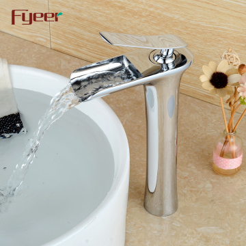 Fyeer High-End Single Handle Brass Basin Waterfall Faucet
