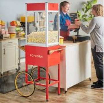 Portable Guangzhou Factory Commercial Electric Popcorn Vending Machine with Wheels