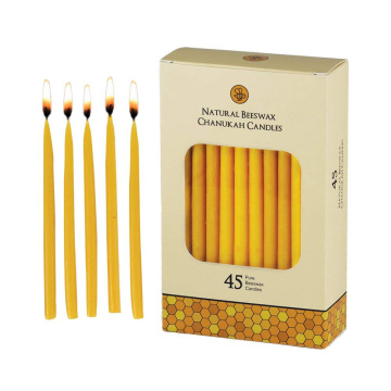 Candele a cera d&#39;api giallo naturale lunghe Hanukkah