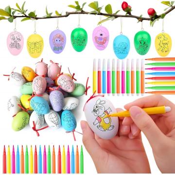 12 Easter Eggs with Color Pens Decorations Kit