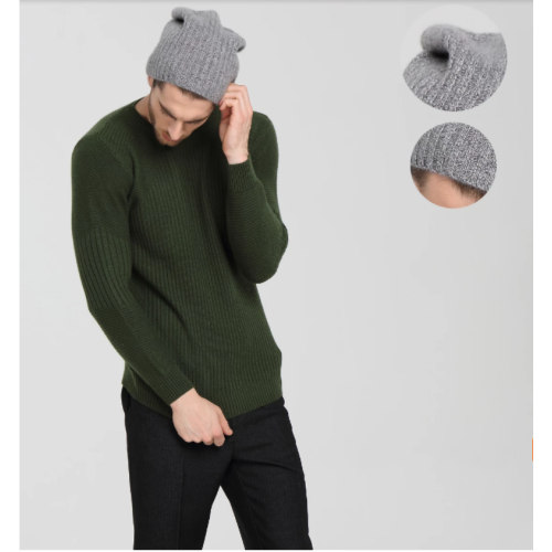 Unisex Rib Knit Pure Cashmere Beanie