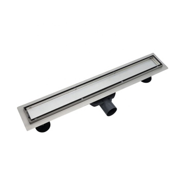 Linear Style 24-inch Shower Drain with Tile Insert Cover and Brushed 304 Stainless Steel Siphon Floor Drain