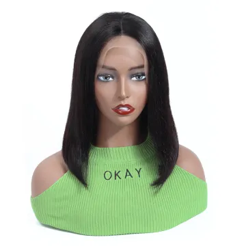Factory Direct Wholesale Indian Human Hair 6 Inch Straight Bob Wig Double Drawn Swiss Lace Front 13*4 Short Bob Virgin Hair Wig