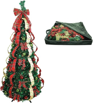 Eco-Friendly 4ft Pop-Up Christmas Tree with Artificial Ornaments for European Market