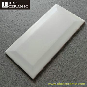 hotsale white ceramic beveled subway tile wall and floor 75x150mm 100x100mm 100x300mm