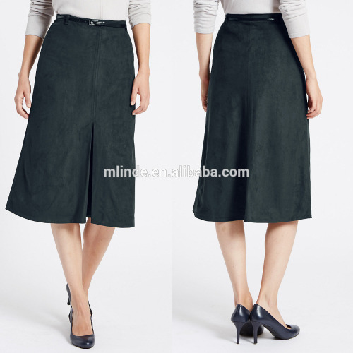 Women's Faux Suede A-Line Midi Skirt for Girls High Waisted Skirts Wholesale Custom Made in China