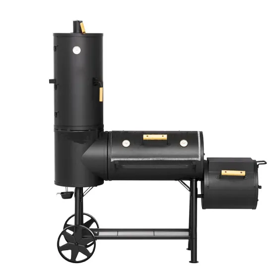 Heavy-Duty Vertical Offset Charcoal BBQ Grill Machine Convenient Outdoor Use with Wheels for Meat Smoker
