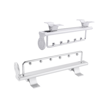 Estante para barra de armario deslizable de aluminio plateado