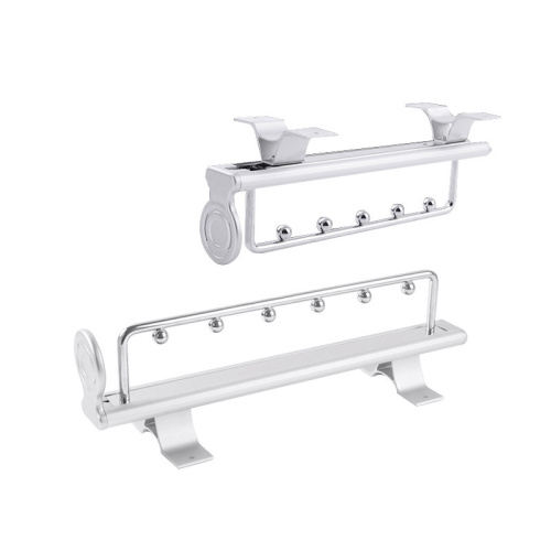 Estante para barra de armario deslizable de aluminio plateado