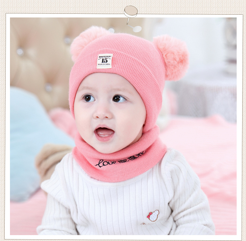 Baby hat scarf autumnwinter knitted hat for newborns (10)