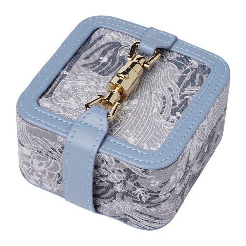 Jacquard Portable PU Leather Organizer Case With Lock