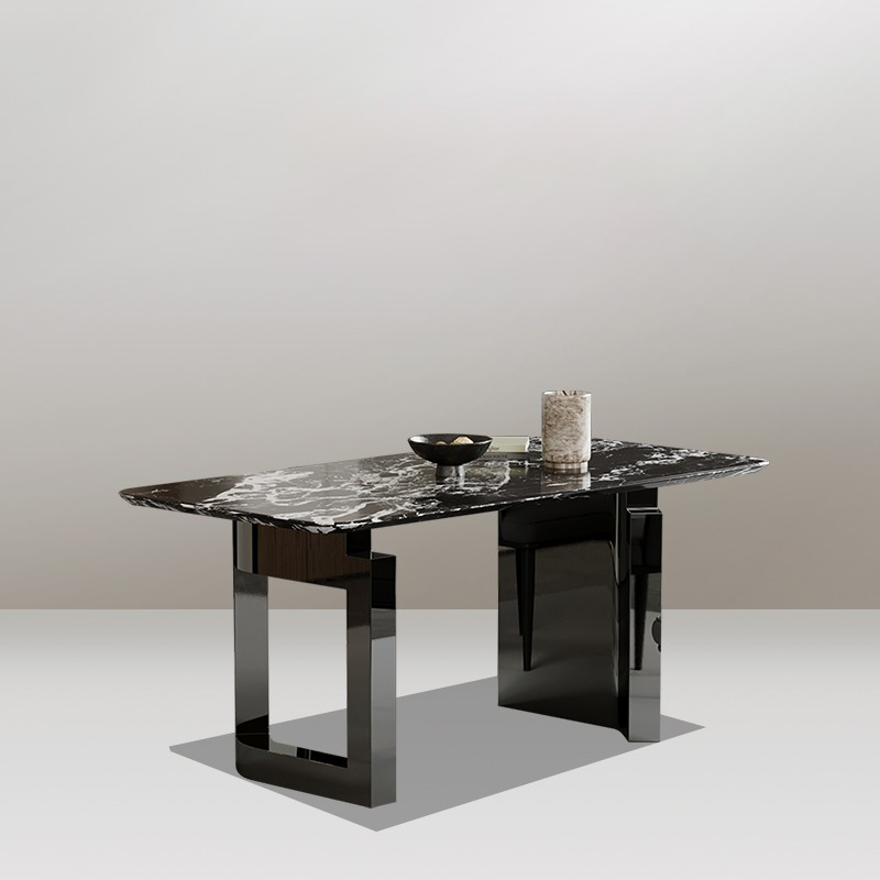 Mesa de jantar de mármore preto moderno